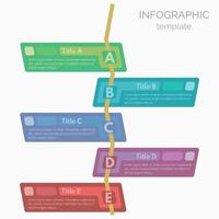 elementos de diseño infográfico de cinco pasos. plantilla de diseño infográfico paso a paso. ilustración vectorial vector