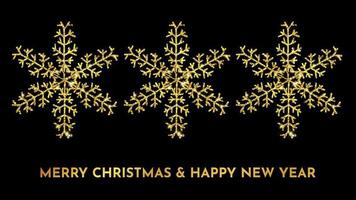 Christmas dark background with gold glitter snowflakes. New year snowflake holiday decoration. Vector illustration