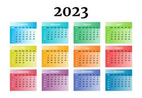 calendario para 2023 aislado en un fondo blanco vector