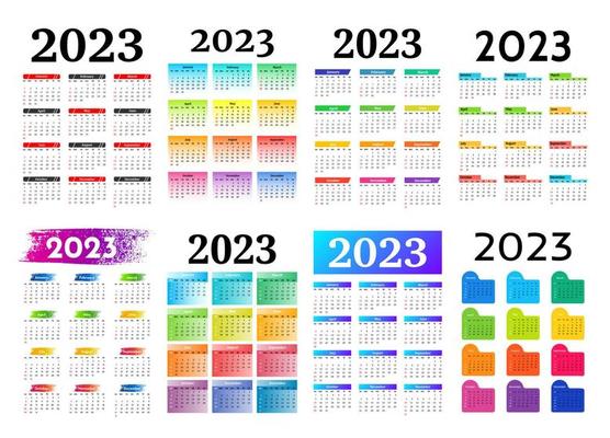 Calendar for 2023 isolated on a white background