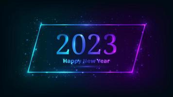 2023 Happy New Year neon background vector