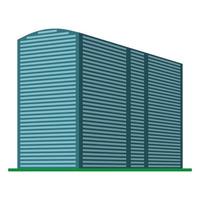 A modern high-rise building on a white background. View of the building from the bottom. Isometric vector illustration.