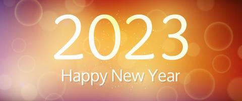 Happy new year 2023 incription on blurred background vector