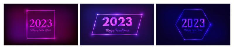 2023 Happy New Year neon background vector