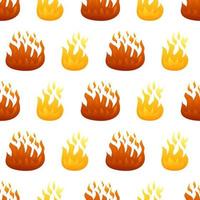 Seamless pattern with fire flame on white background. Vector illustration.