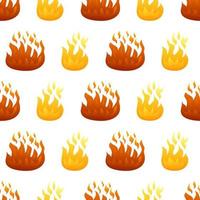 Seamless pattern with fire flame on white background. Vector illustration.