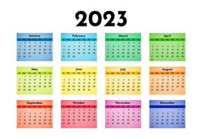 calendario para 2023 aislado en un fondo blanco vector