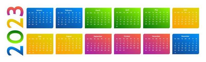 Calendar for 2023 isolated on a white background vector