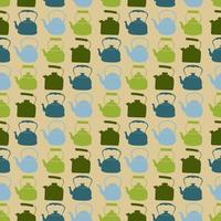 Seamless Colorful Pattern with Kettle. Vector background with different teapots. Endless kitchen texture.