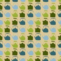 Seamless Colorful Pattern with Kettle. Vector background with different teapots. Endless kitchen texture.