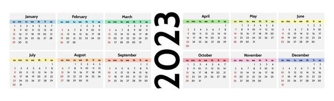 Calendar for 2023 isolated on a white background vector