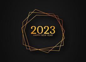 2023 Happy New Year gold geometric polygonal background vector