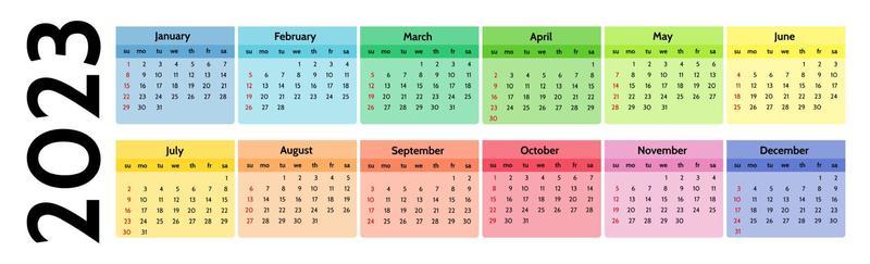 Calendar for 2023 isolated on a white background