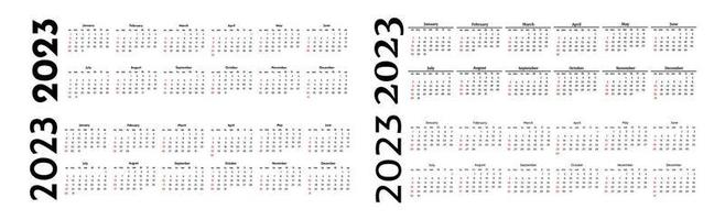 calendario para 2023 aislado en un fondo blanco vector