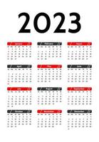 calendario para 2023 aislado en un fondo blanco vector