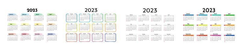 calendario para 2023 aislado en un fondo blanco vector