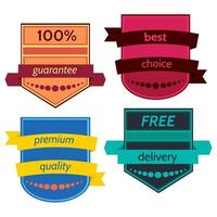 Set of Vector Badges with Ribbons. Web stickers and labels. Isolated vector illustration.