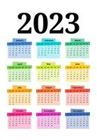 calendario para 2023 aislado en un fondo blanco vector