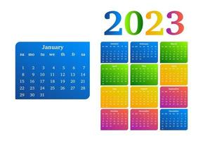 Calendar for 2023 isolated on a white background vector