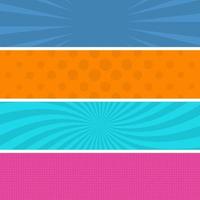 Colorful comic book page background in pop art style. Empty template with rays and dots pattern. Vector illustration