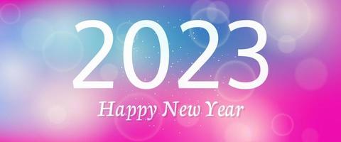 Happy new year 2023 incription on blurred background vector