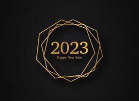 2023 Happy New Year gold geometric polygonal background vector