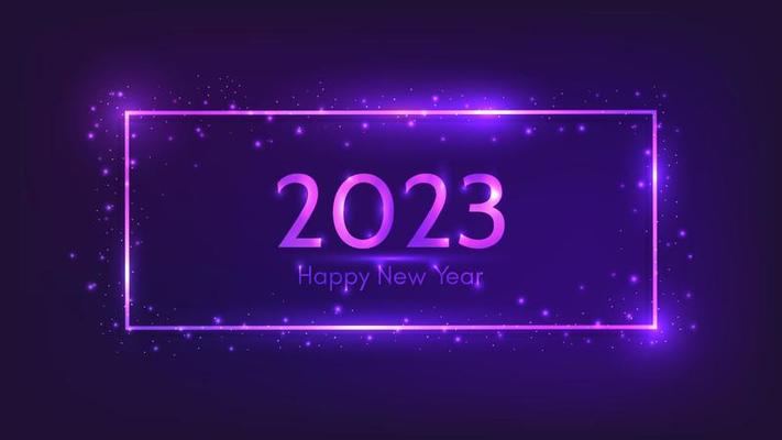 2023 Happy New Year neon background