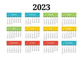 calendario para 2023 aislado en un fondo blanco vector