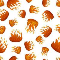 Seamless pattern with fire flame on white background. Vector illustration.