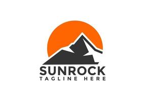 Se vende el logotipo de Sun Rock. Montaña lista para usar moderna, simple y única. vector