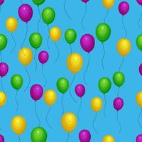 Seamless pattern with helium balloons on blue background. Vector illustration.