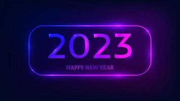 2023 Happy New Year neon background vector