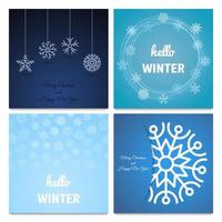 Set of four Winter and Christmas backgrounds with snowflake . Vector illustration.