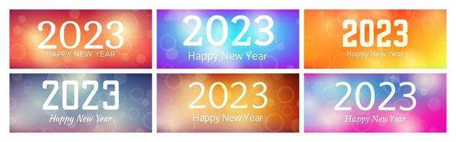 Happy new year 2023 incription on blurred background vector