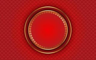patrón rojo chino con fondo de marco de círculo vector