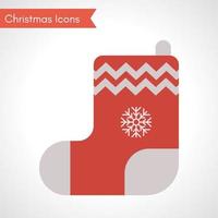 Christmas red sock for gifts. Christmas Icon. Vector illustration