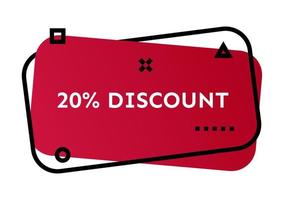 20 discount red geometric trendy banner. Modern gradient shape with promotion text. Vector illustration.