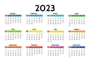 calendario para 2023 aislado en un fondo blanco vector