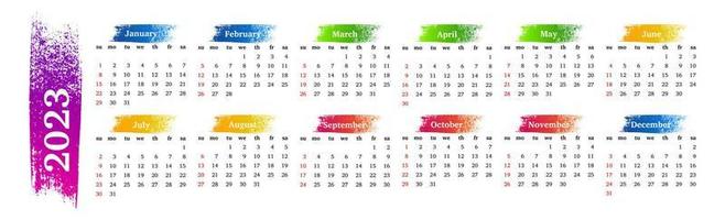 calendario para 2023 aislado en un fondo blanco vector