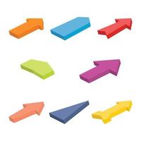 Set of eight colorful isometric arrows. Vector illustration