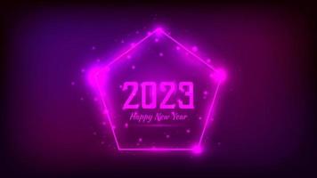 2023 Happy New Year neon background vector