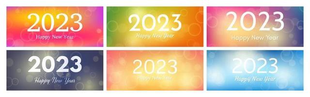 Happy new year 2023 incription on blurred background vector