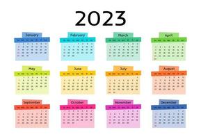 calendario para 2023 aislado en un fondo blanco vector