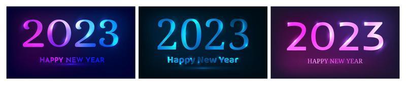 Fondo de neón de feliz año nuevo 2023 vector