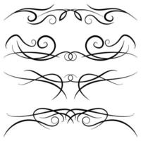 Set of vintage decorative curls, swirls, monograms and calligraphic borders. Line drawing design elements in black color on white background. Vector illustration.