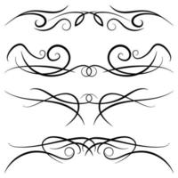 Set of vintage decorative curls, swirls, monograms and calligraphic borders. Line drawing design elements in black color on white background. Vector illustration.