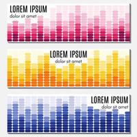 Set of colorful abstract header banners with equalizers and place for text. Vector backgrounds for web design.