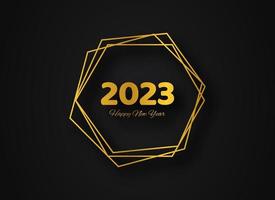 2023 Happy New Year gold geometric polygonal background vector