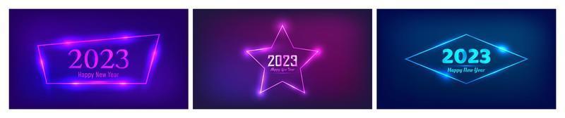 2023 Happy New Year neon background vector