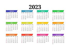 calendario para 2023 aislado en un fondo blanco vector